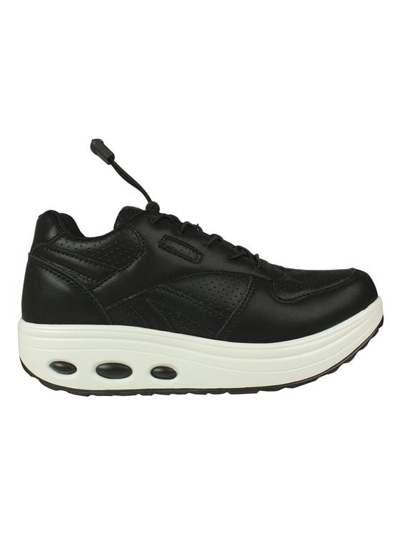 black leatherette laceup sneakers - 16665866 - Zoom Image - 2