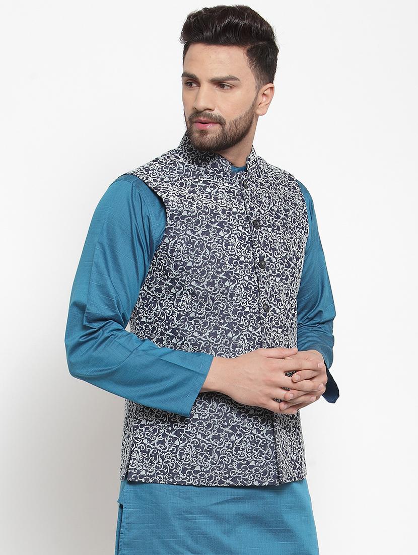black printed nehru jacket - 16665947 - Zoom Image - 2