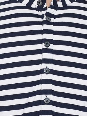 navy blue striped short kurta - 16666170 - Standard Image - 5