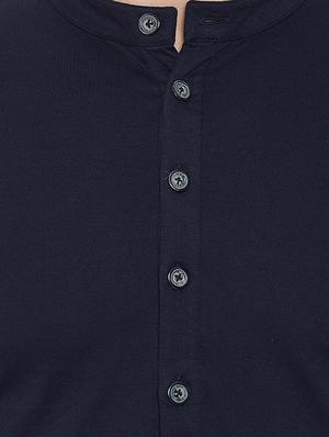 navy blue solid short kurta - 16666171 - Standard Image - 5