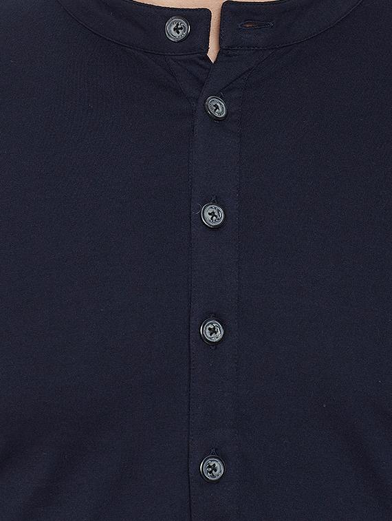 navy blue solid short kurta - 16666171 - Zoom Image - 5