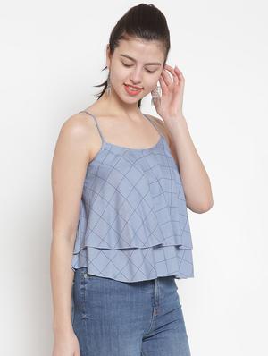 cami neck checkered layered top - 16666237 - Standard Image - 2