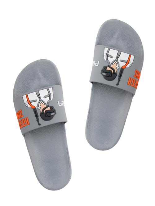 grey synthetic & mesh slip on flip flops - 16666331 - Standard Image - 1