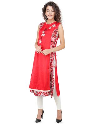 embroidered printed straight kurta - 16666584 - Standard Image - 2