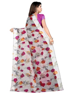 floral printed saree with blouse - 16666979 - Standard Image - 2