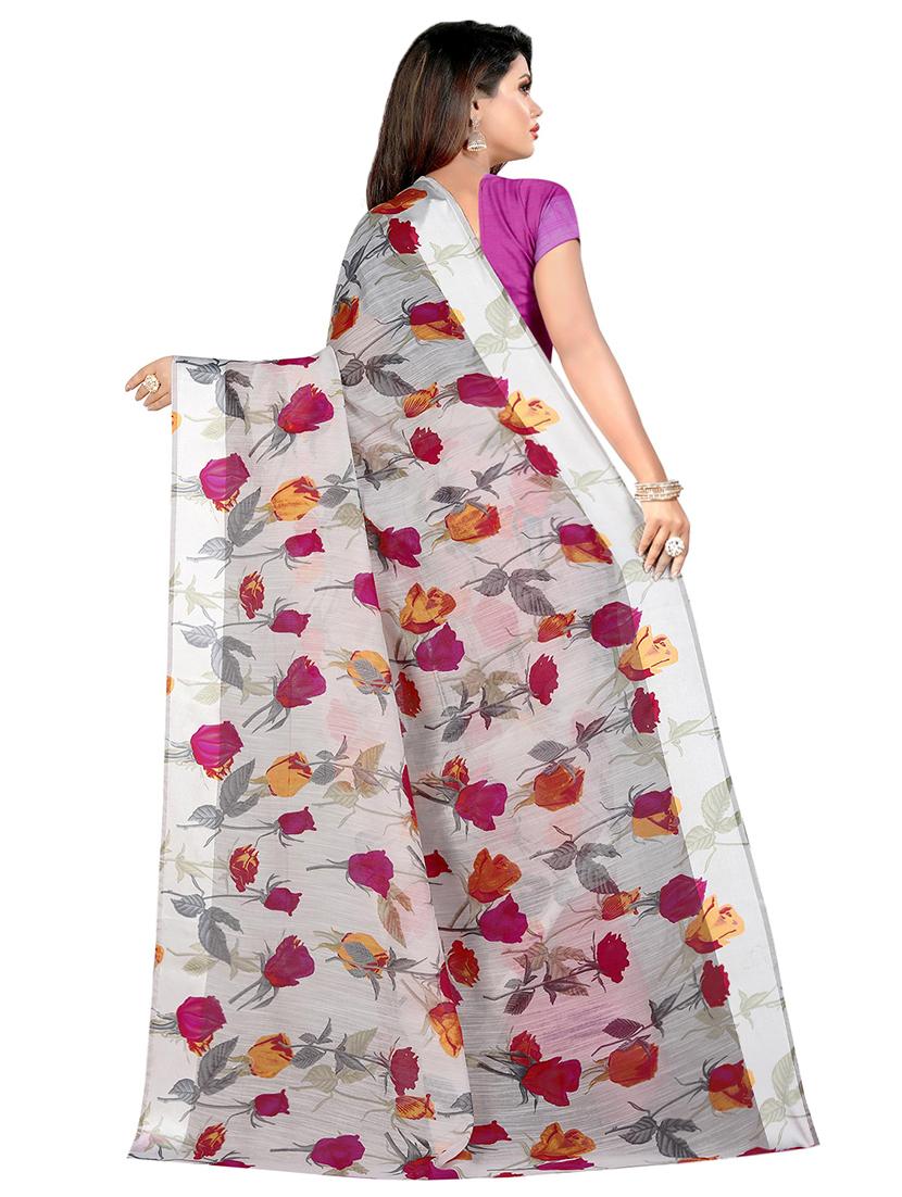 floral printed saree with blouse - 16666979 - Zoom Image - 2