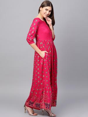 block printed flared kurta with palazzo set - 16667074 - Standard Image - 2