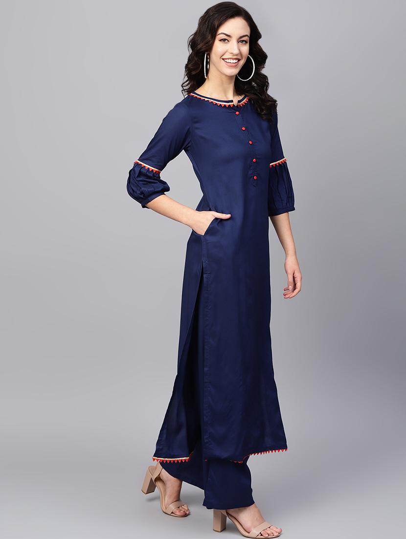gota patti kurta palazzo with dupatta set - 16667084 - Zoom Image - 2