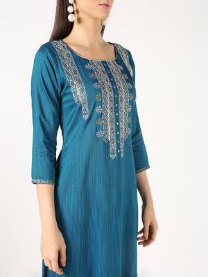 mirror work straight kurta - 16667757 - Standard Image - 5