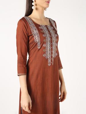mirror work straight kurta - 16667758 - Standard Image - 5