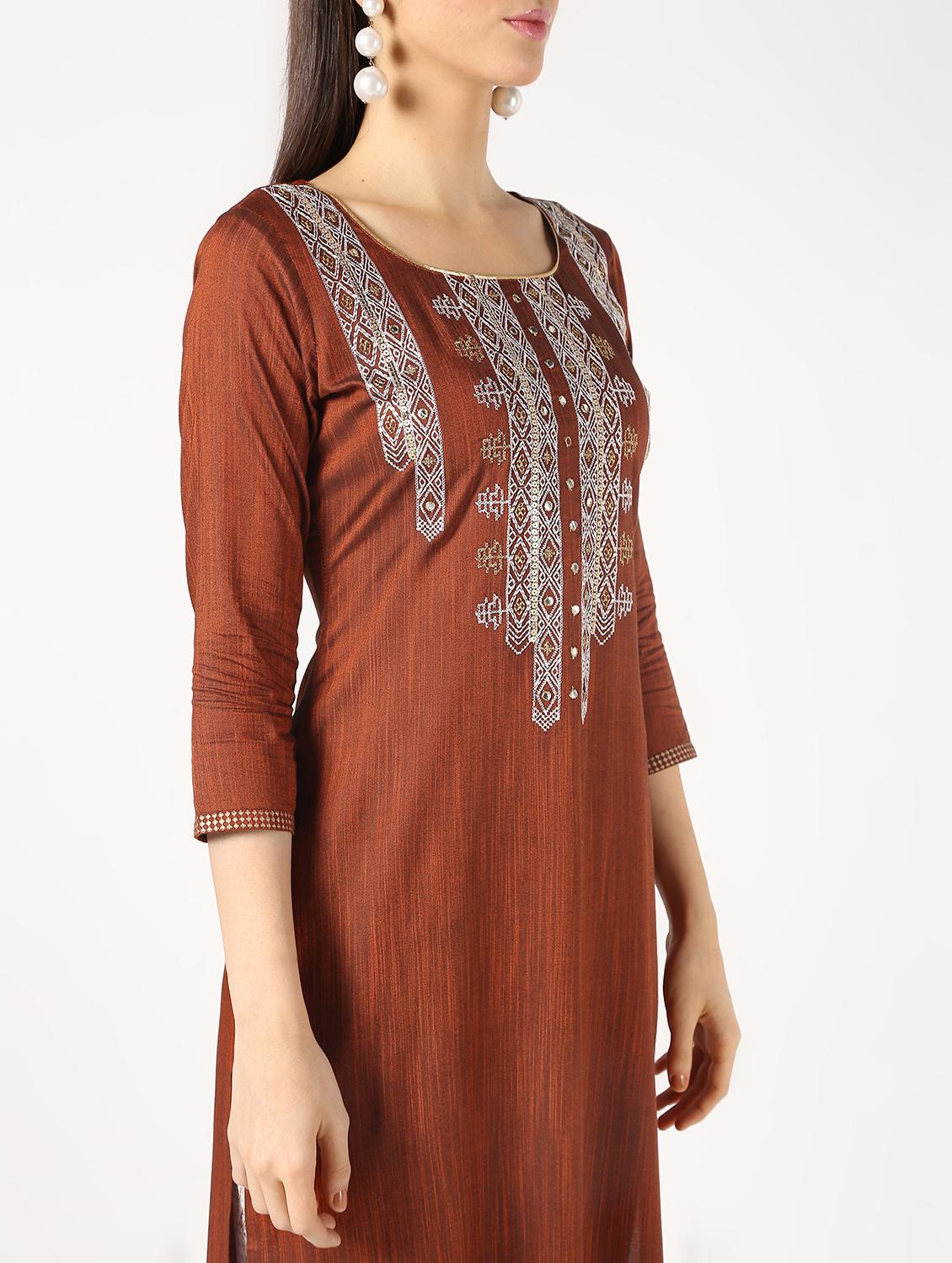 mirror work straight kurta - 16667758 - Zoom Image - 5