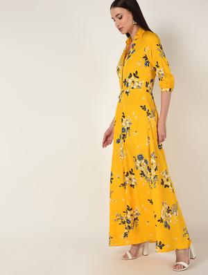button up floral maxi dress - 16667840 - Standard Image - 2