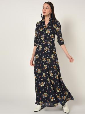 button up floral maxi dress - 16667842 - Standard Image - 2