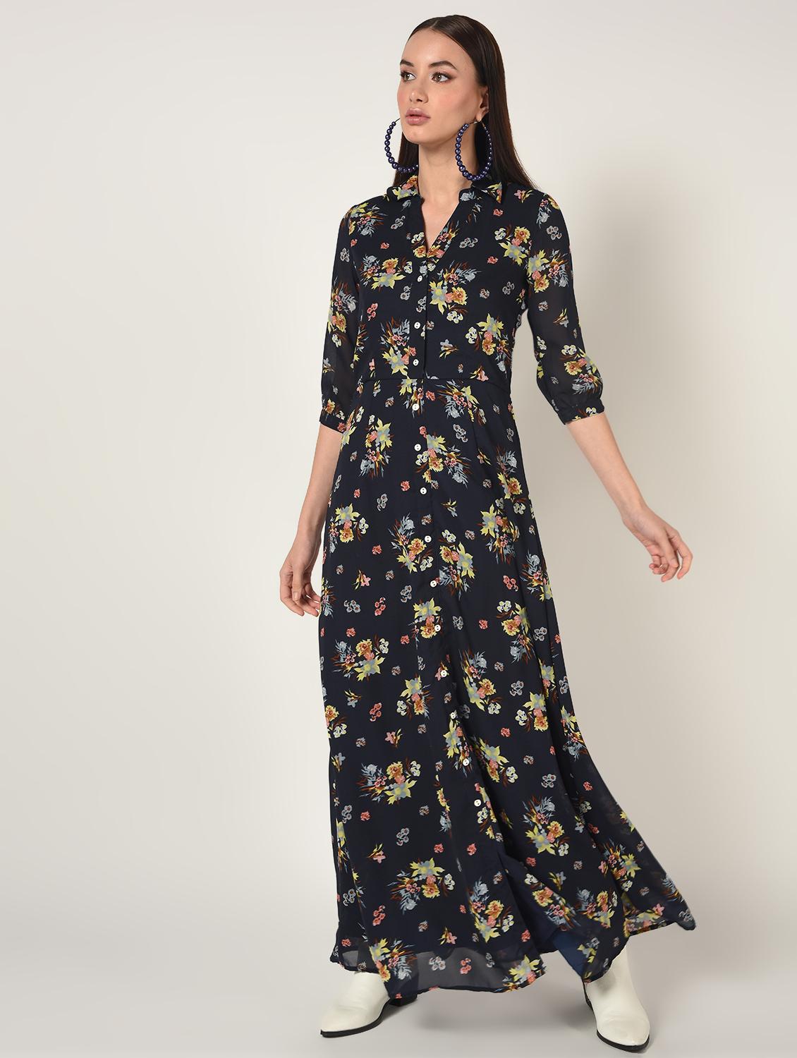 button up floral maxi dress - 16667842 - Zoom Image - 2