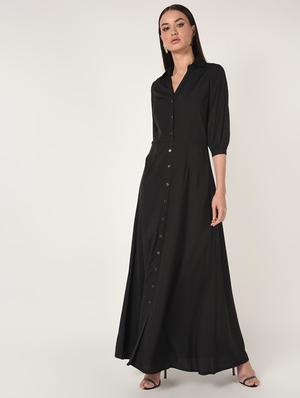 mandarin neck button up maxi dress - 16667843 - Standard Image - 2
