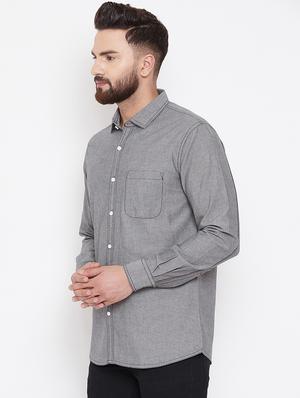 grey solid casual shirt - 16667906 - Standard Image - 2