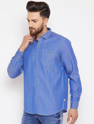 blue solid casual shirt - 16667907 - Standard Image - 2