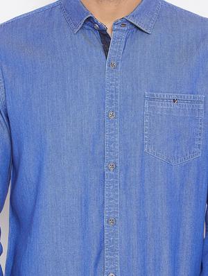 blue solid casual shirt - 16667907 - Standard Image - 5