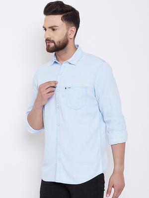 light blue solid casual shirt - 16667909 - Standard Image - 2