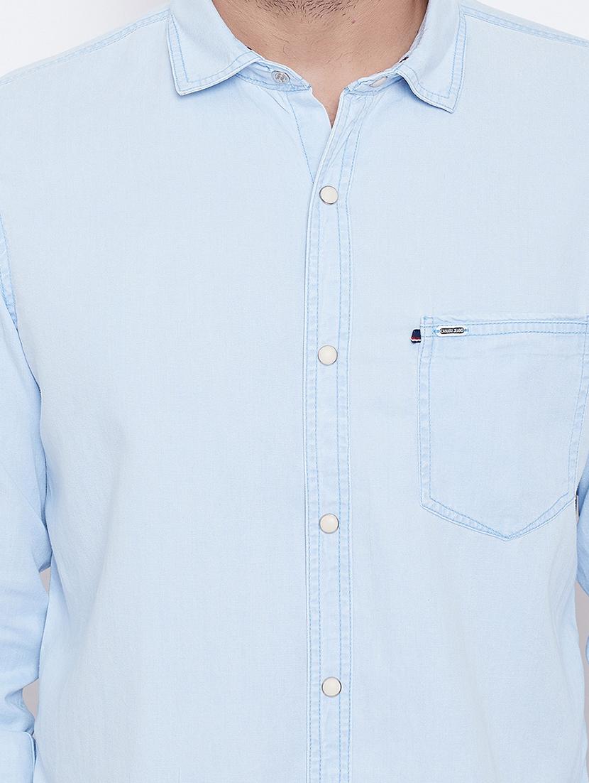 light blue solid casual shirt - 16667909 - Zoom Image - 5