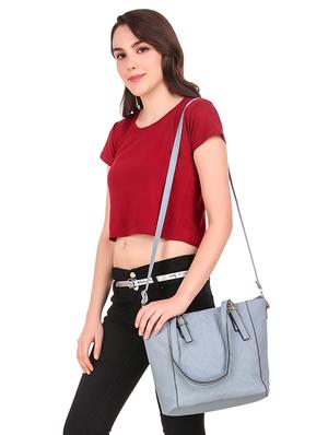 blue leatherette (pu) regular handbag - 16668233 - Standard Image - 5