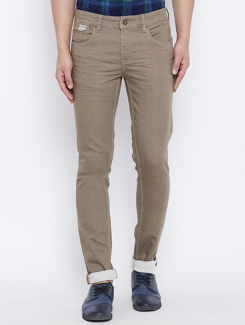 beige solid plain jeans - 16669005 - Very Small Image - 1