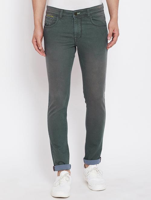 green solid plain jeans - 16669006 - Standard Image - 1