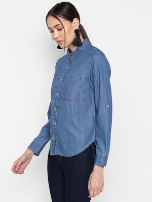 pocket detail curved hem shirt - 16669213 - Standard Image - 2