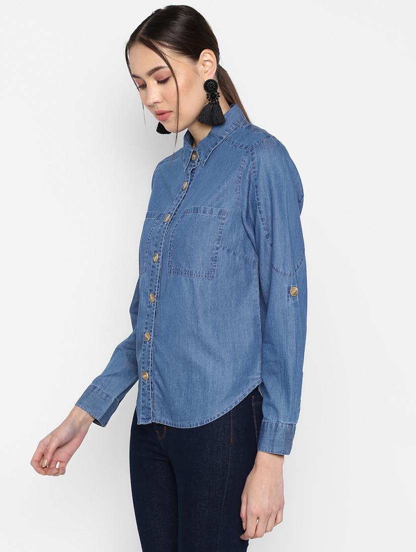 pocket detail curved hem shirt - 16669213 - Zoom Image - 2