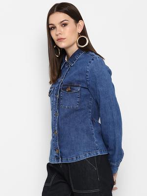 pocket detail curved hem denim jacket - 16669503 - Standard Image - 2