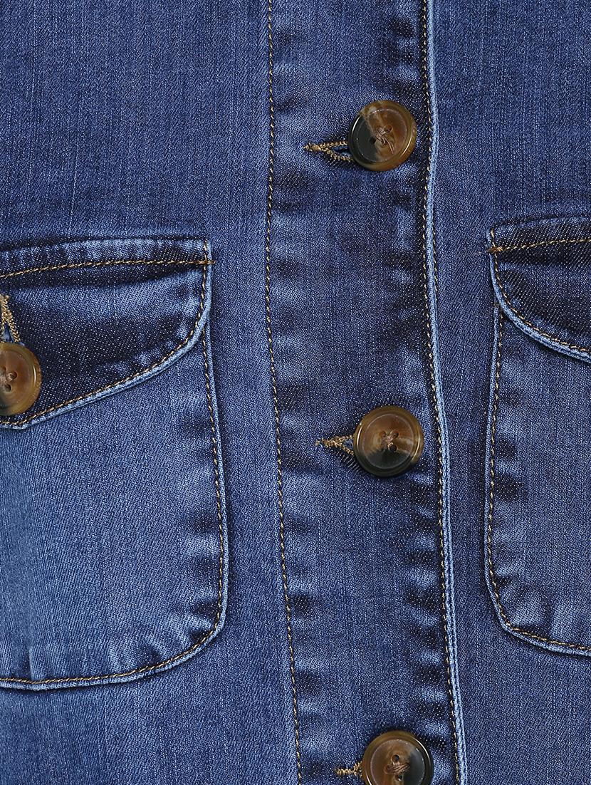 pocket detail curved hem denim jacket - 16669503 - Zoom Image - 5
