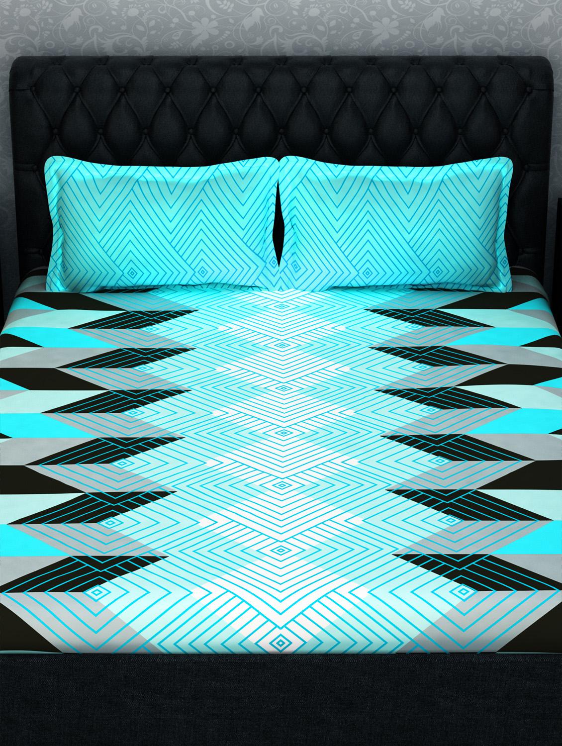 cotton double bedsheet with 2 pillow cover - 16670242 - Zoom Image - 2