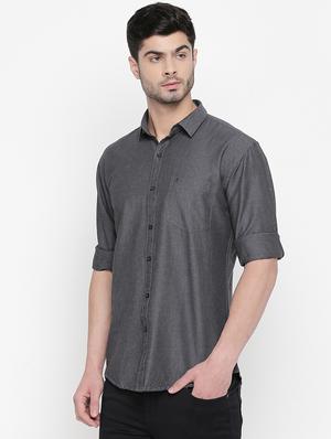 grey solid casual shirt - 16670507 - Standard Image - 2