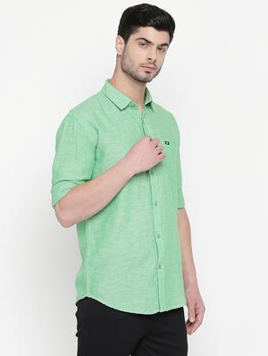 green solid casual shirt - 16670513 - Standard Image - 2
