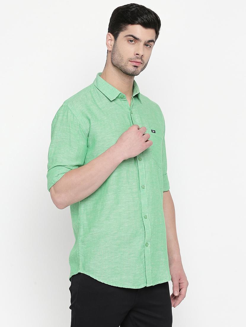 green solid casual shirt - 16670513 - Zoom Image - 2
