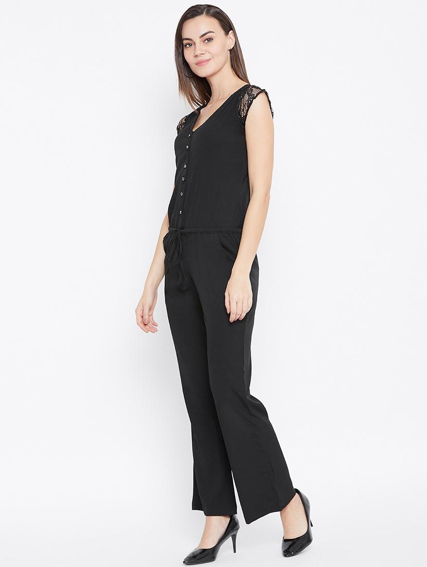 v neck floral lace full leg jumpsuit - 16670692 - Zoom Image - 2