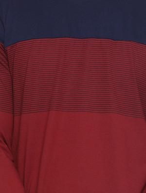 maroon color block striped t-shirt - 16671214 - Standard Image - 5