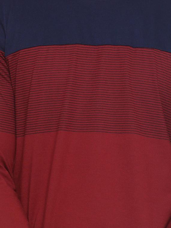 maroon color block striped t-shirt - 16671214 - Zoom Image - 5