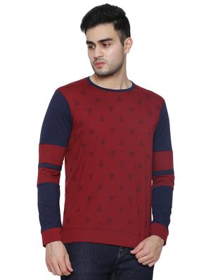maroon printed t-shirt - 16671218 - Standard Image - 2