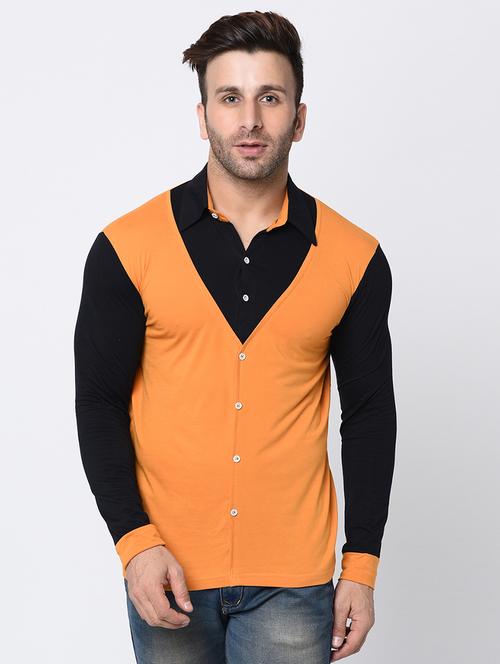 orange color block t-shirt - 16671477 - Very Small Image - 1