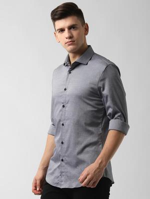 grey solid casual shirt - 16671910 - Standard Image - 2