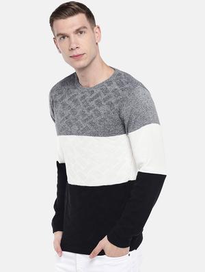 white color block pullover - 16672129 - Standard Image - 2