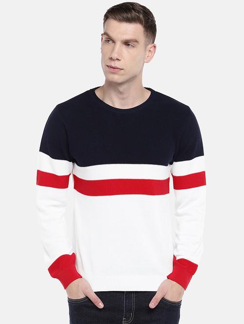 white color block pullover - 16672156 - Standard Image - 1
