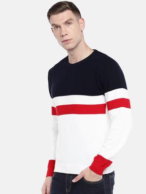 white color block pullover - 16672156 - Standard Image - 2