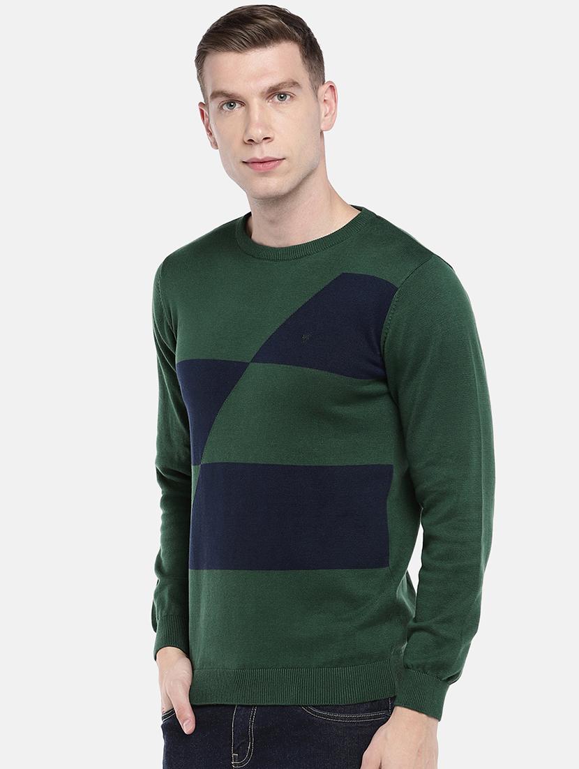 green color block pullover - 16672160 - Zoom Image - 2