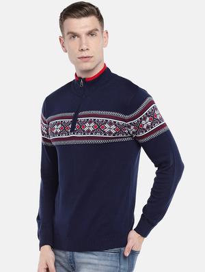 blue geometric print pullover - 16672161 - Standard Image - 2