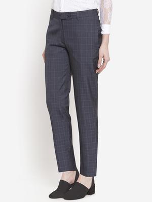high rise checkered flat front trousers - 16672329 - Standard Image - 2