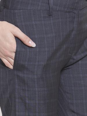 high rise checkered flat front trousers - 16672329 - Standard Image - 5