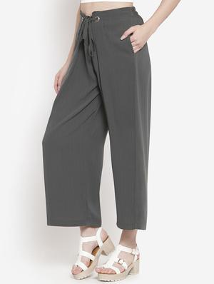 drawstring tie knot wide leg trouser - 16672332 - Standard Image - 2