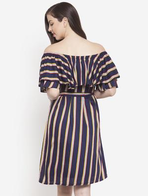 tie knot off shoulder a-line dress - 16672423 - Standard Image - 2